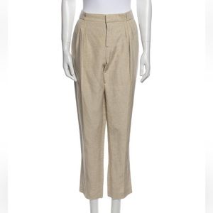 Theyskens Theory sand beige silk linen blend ankle length pants